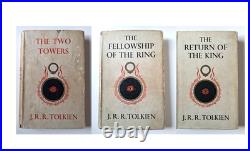 3 First Edition 1955 Tolkien books Lord of the Rings series, Dust Jackets, Maps