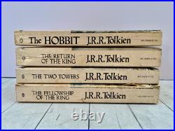 Gold Foil Book Set JRR Tolkien 1975 Hobbit Lord Of The Rings 4 PB Books