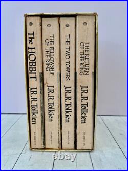 Gold Foil Book Set JRR Tolkien 1975 Hobbit Lord Of The Rings 4 PB Books