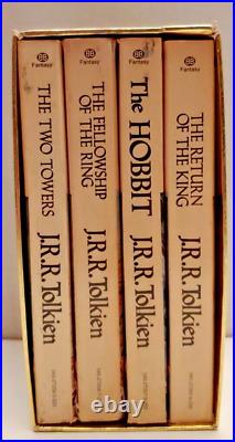 Gold Foil Box Book Set JRR Tolkien 1978 Hobbit Lord Of The Rings 4 PB Books