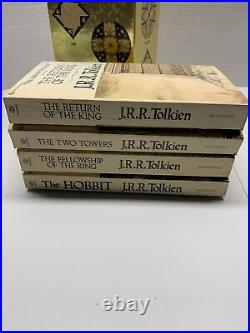 Gold Foil Box Book Set JRR Tolkien 1978 Hobbit Lord Of The Rings 4 PB Books