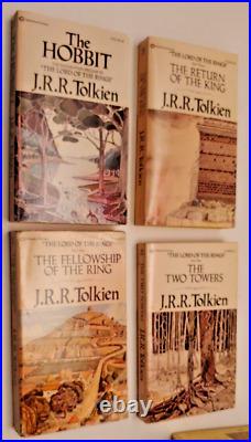 Gold Foil Box Book Set JRR Tolkien 1978 Hobbit Lord Of The Rings 4 PB Books