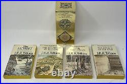 Gold Foil Box Book Set JRR Tolkien 1978 Hobbit Lord Of The Rings 4 PB Books