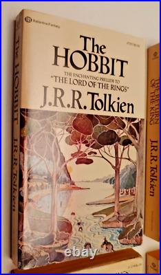 Gold Foil Box Book Set JRR Tolkien 1978 Hobbit Lord Of The Rings 4 PB Books