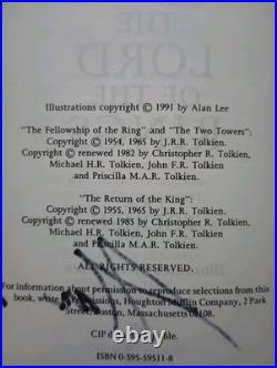 J R R Tolkien Lord of the Rings (1991) SIGNED by Illustrator Alan Lee HC DJ