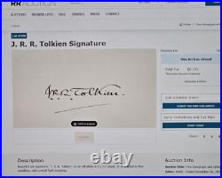J. R. R. Tolkien Signed Cut LORD OF THE RINGS AUTHOR RIP 1973