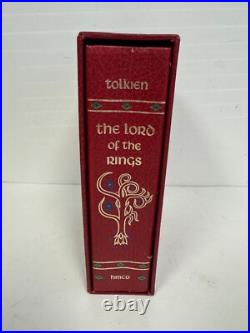 JRR Tolkien Lord of the Rings Red Leather HMCO Collector's Edition Book Map