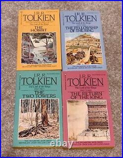 LOTR Lord o/t Rings & Hobbit 1986 Paperback Book Box Set Ballantine Tolkien