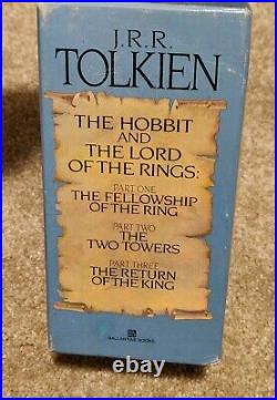 LOTR Lord o/t Rings & Hobbit 1986 Paperback Book Box Set Ballantine Tolkien