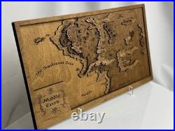 LOTR wooden map Detailed Middle Earth Tolkien map Unique gift fantasy lovers
