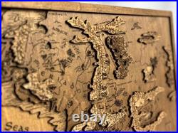 LOTR wooden map Detailed Middle Earth Tolkien map Unique gift fantasy lovers