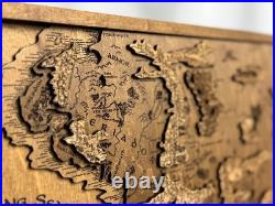 LOTR wooden map Detailed Middle Earth Tolkien map Unique gift fantasy lovers