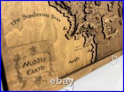 LOTR wooden map Detailed Middle Earth Tolkien map Unique gift fantasy lovers