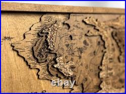 LOTR wooden map Detailed Middle Earth Tolkien map Unique gift fantasy lovers