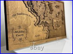 LOTR wooden map Detailed Middle Earth Tolkien map Unique gift fantasy lovers