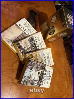 Lord Of The Rings JRR Tolkien 3 Books Paperback Gold Foil Box Set Ballantine