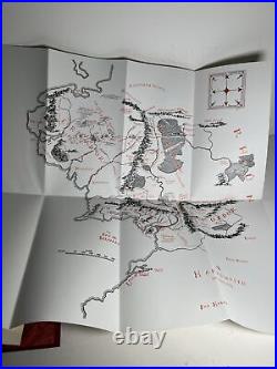 Lord Of The Rings Red Leather 1994 Collector Edition JRR Tolkien Withmap