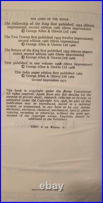 Lord of the Rings JRR Tolkien 2nd Impression 1972 India Paper Ed. UK Very Good