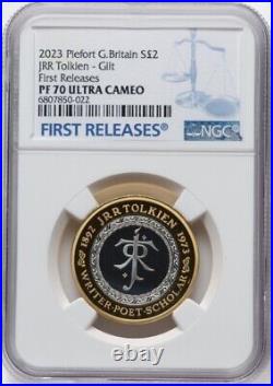 NGC PF70 JRR Tolkien 2023 50th Anniv Lord Of The Rings, G Britain SILVER PIEFORT