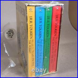 New 1973 THE HOBBIT + LORD OF THE RINGS Gold Foil Box Set 4 Titles JRR Tolkien