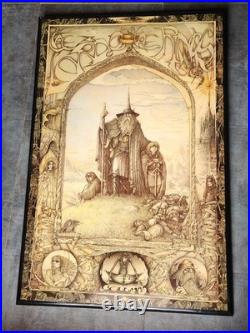 ORIGINAL 1976 Vintage Lord of the Rings Tolkien Laquer Art 25 X 35 Inches Jewel