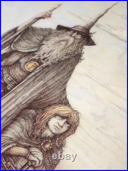 ORIGINAL 1976 Vintage Lord of the Rings Tolkien Laquer Art 25 X 35 Inches Jewel