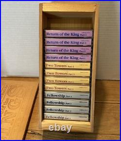 RARE Lord of the Rings Trilogy Audiobook 12 CASSETTE WOOD BOX SET JRR TOLKIEN