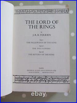 THE LORD OF THE RINGS JRR TOLKIEN GEORGE ALLEN UNWIN 3 IN 1 PB 1st PRINTING 1968