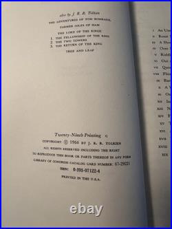 The Hobbit Book J. R. R. Tolkien 1966 29th Print HC/DJ Vintage Lord Of The Rings