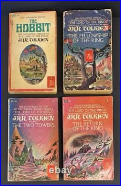 The Lord Of The Rings JRR Tolkien 1965 Ballantine Set 1968/9 prints +1967 Hobbit