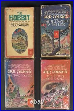 The Lord Of The Rings JRR Tolkien 1965 Ballantine Set 1968/9 prints +1967 Hobbit
