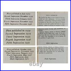 The Lord of the Rings 6-5-6 Impressions J. R. R. Tolkien 1st Edition JRR The Lord of the Rings 6-5-6 Impressions J. R. R. Tolkien 1st Edition JRR