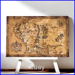 The Lord of the Rings Map Middle Earth Framed Canvas Wall Art Tolkien Gift