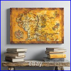 The Lord of the Rings Map Middle Earth Framed Canvas Wall Art Tolkien Gift