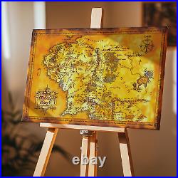 The Lord of the Rings Map Middle Earth Framed Canvas Wall Art Tolkien Gift