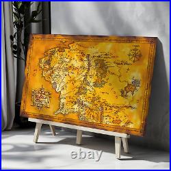 The Lord of the Rings Map Middle Earth Framed Canvas Wall Art Tolkien Gift