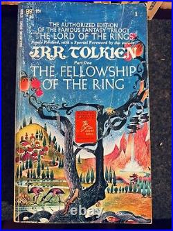 Tolkien LORD OF THE RINGS 1st Ballantine printing w. THE HOBBIT 2nd printing PB