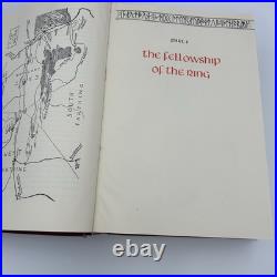 Vintage 1965 The Lord of the Rings JRR Tolkien Leather Collector's HMCO Book Map