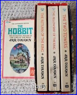 Vintage JRR Tolkien 1972 Lord of The Rings 3 Book Set + The Hobbit Ballantine